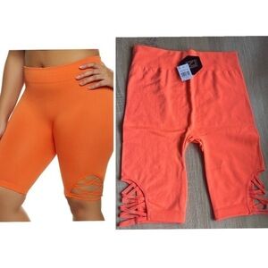 New Look-Sport Solid Caged Biker Shorts -Orange 2X-3X.